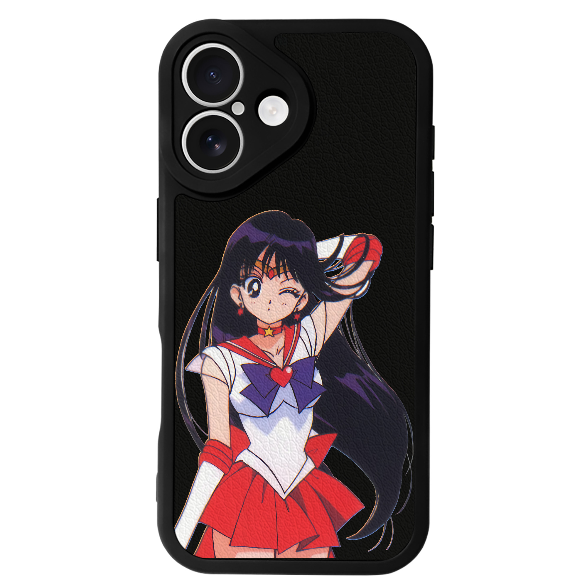 （画像用） 美少女戦士セーラームーン 火野レイ ひの レイ Sailor Moon Hino Rei （セーラーマーズ,Sailor Mars） 【iPhone 16シリーズ対応】シリコンスマホケース（レザー調） 材質：シリコン